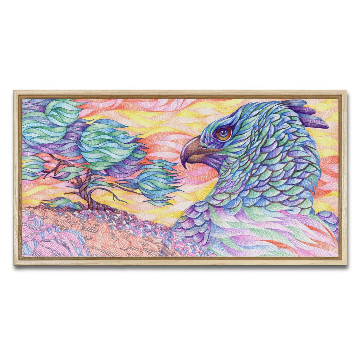 AUTO-MOCKUP WHITE | raptor's vigilance | 1 Piece | Natural Framed Canvas | group=2x1