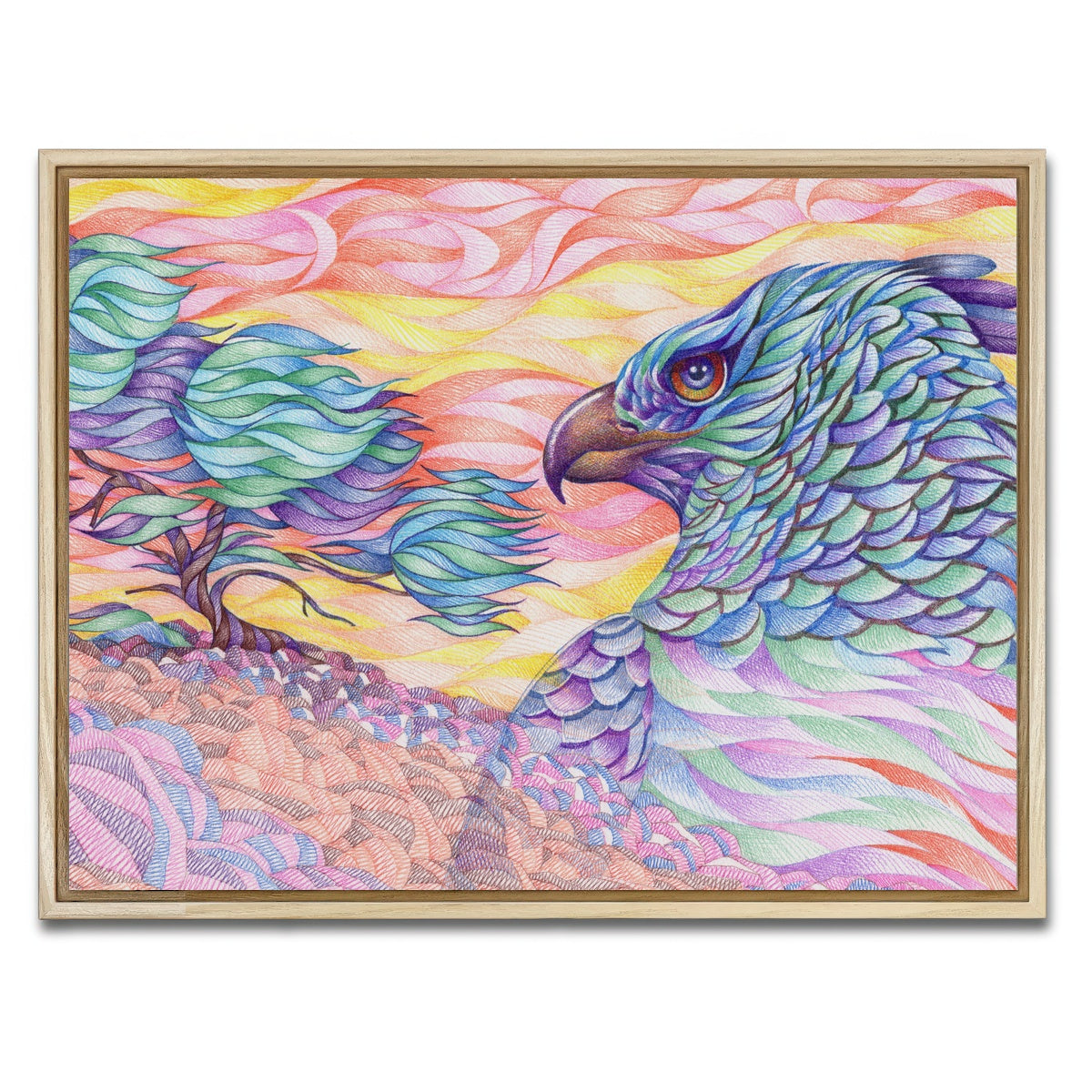 AUTO-MOCKUP WHITE | raptor's vigilance | 1 Piece | Natural Framed Canvas | group=4x3