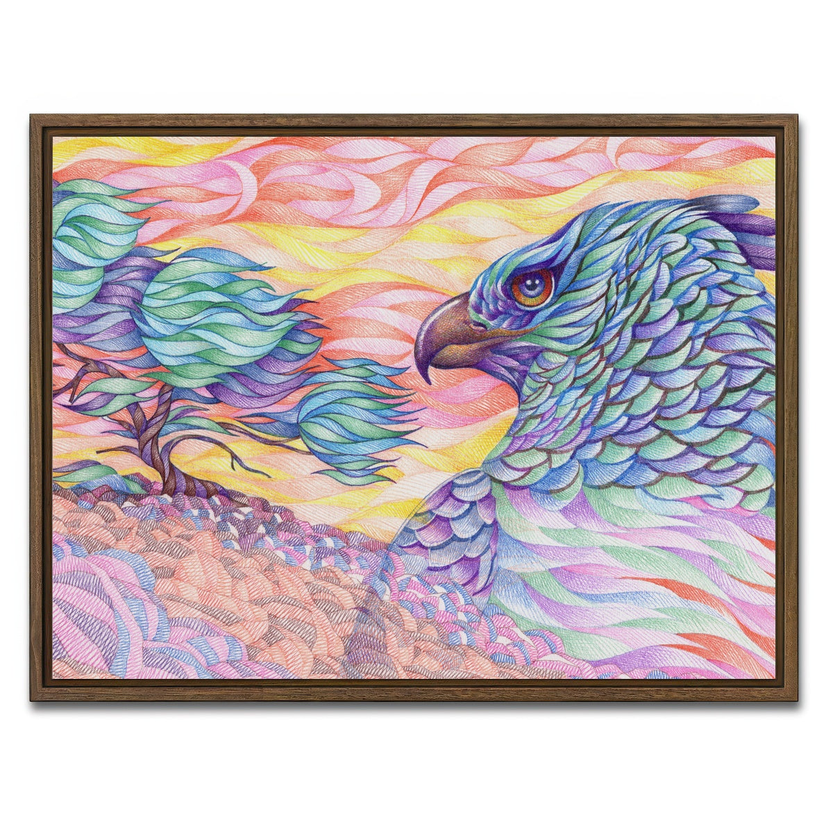 AUTO-MOCKUP WHITE | raptor's vigilance | 1 Piece | Walnut Framed Canvas | group=4x3