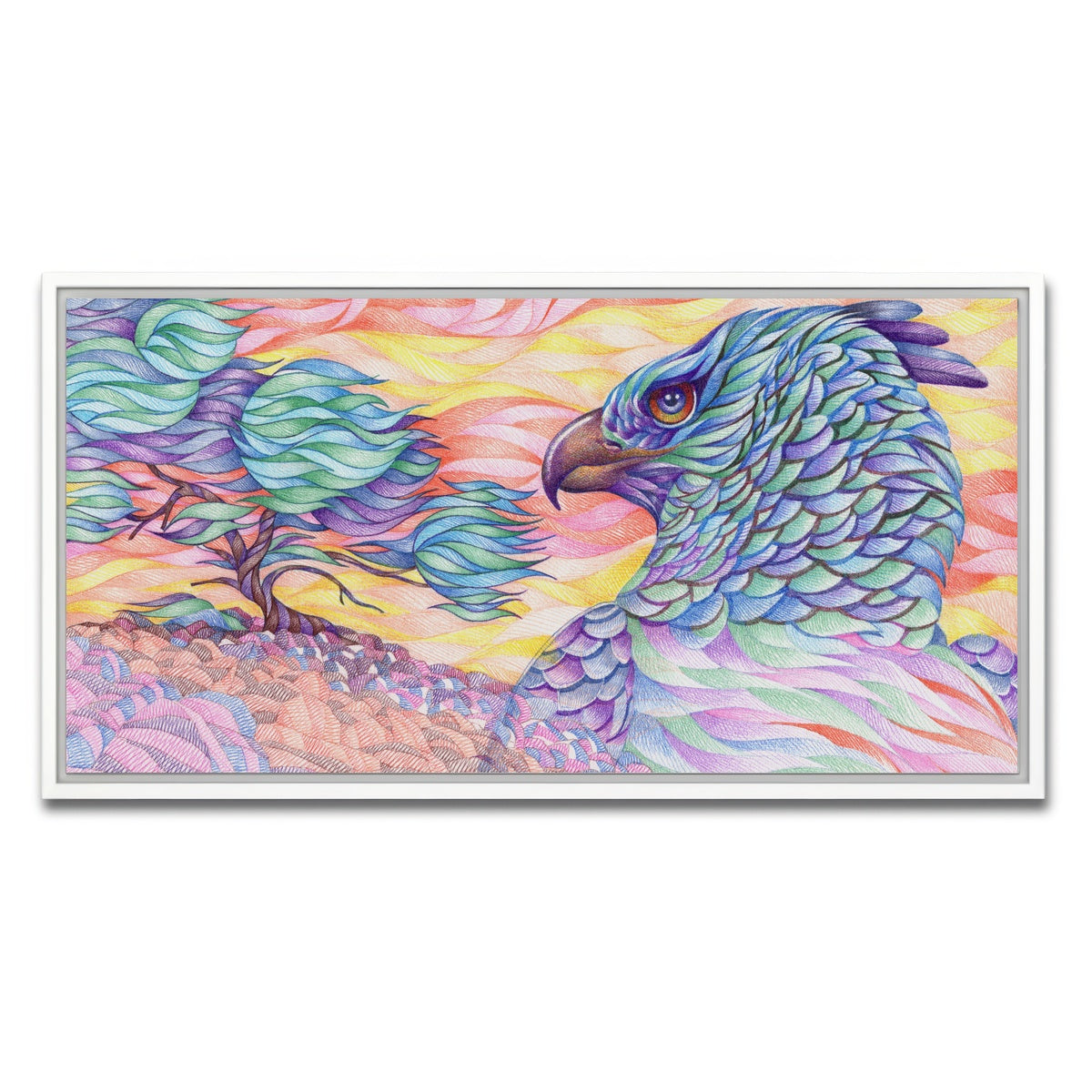 AUTO-MOCKUP WHITE | raptor's vigilance | 1 Piece | White Framed Canvas | group=2x1