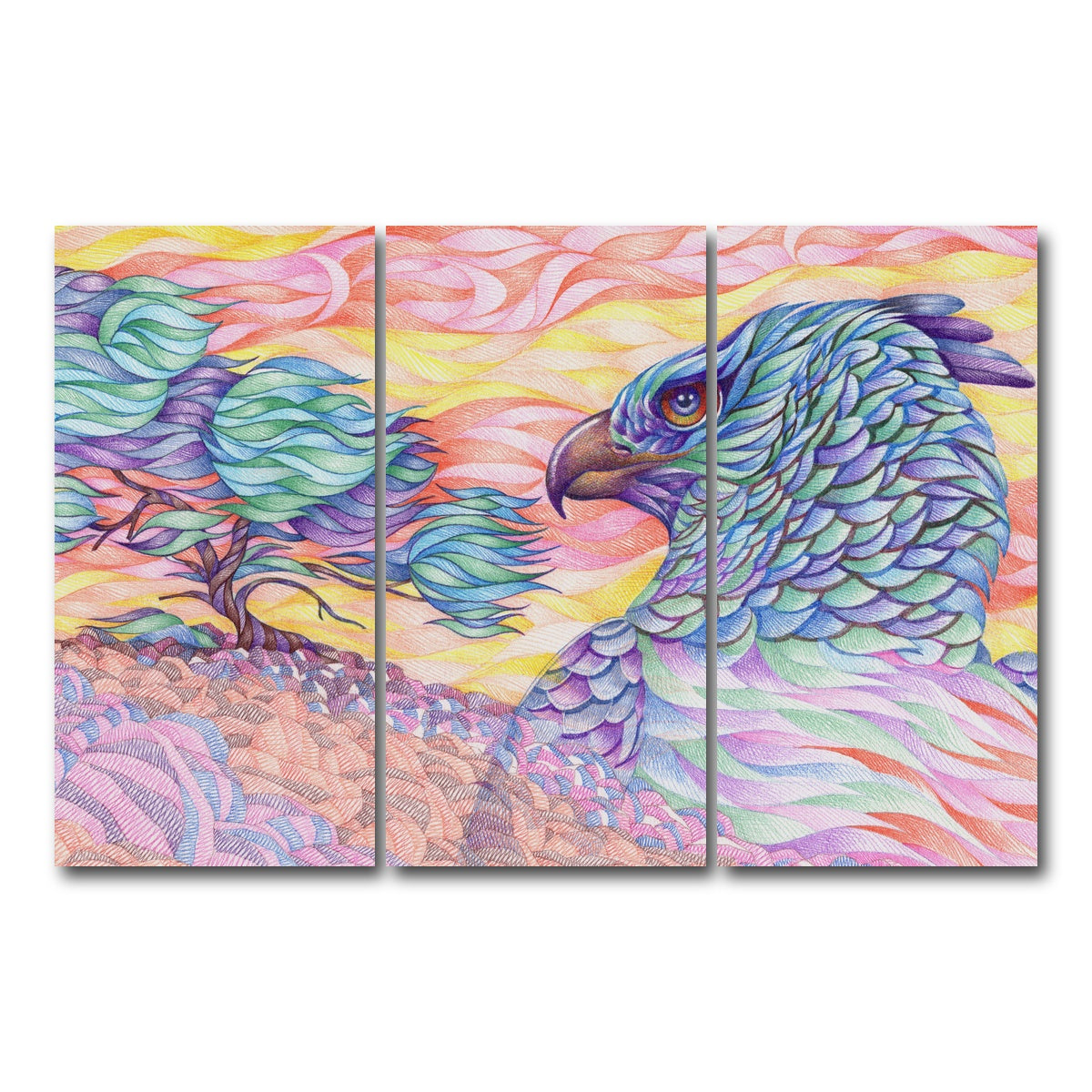 AUTO-MOCKUP WHITE | raptor's vigilance | 3 Piece | Gallery Wrap Canvas | group=12x24