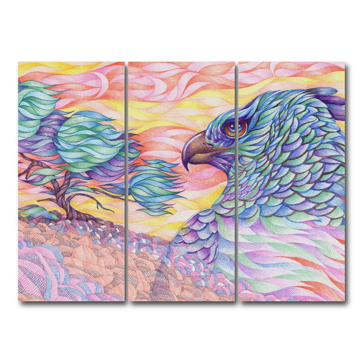 AUTO-MOCKUP WHITE | raptor's vigilance | 3 Piece | Gallery Wrap Canvas | group=8x18