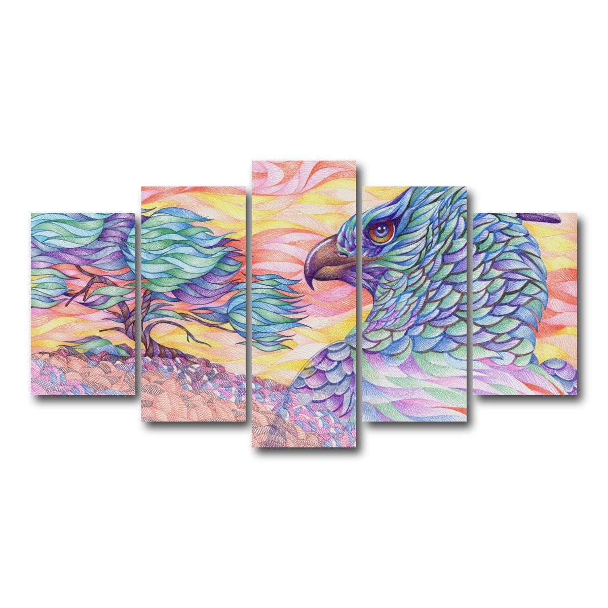 AUTO-MOCKUP WHITE | raptor's vigilance | 5 Piece | Gallery Wrap Canvas | group=5_normal