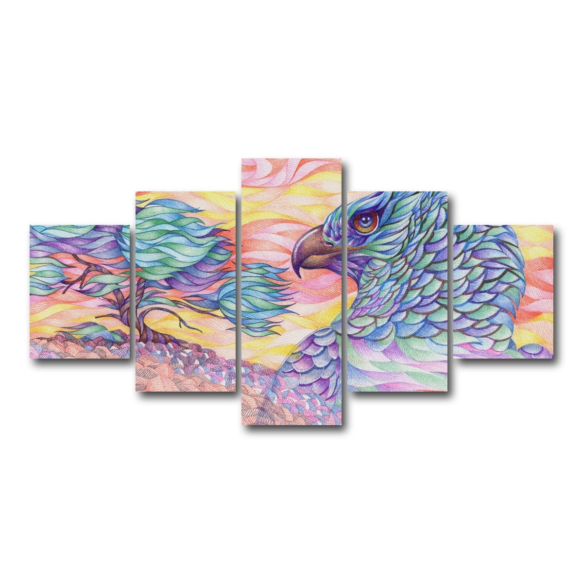 AUTO-MOCKUP WHITE | raptor's vigilance | 5 Piece | Gallery Wrap Canvas | group=5_short