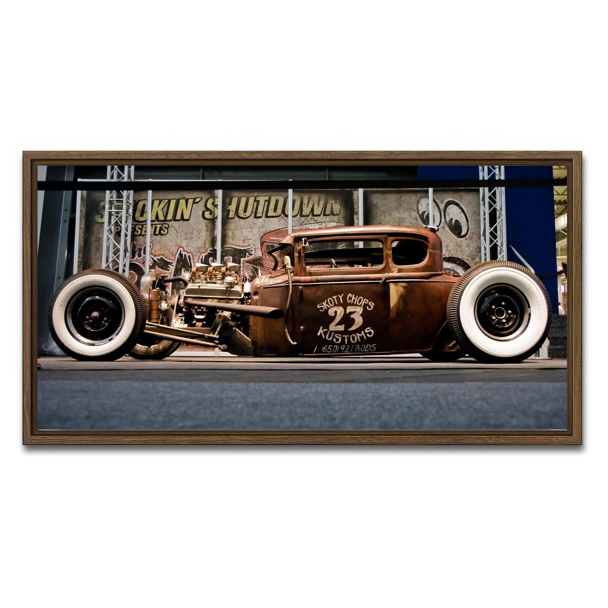 AUTO-MOCKUP WHITE | rat rod | 1 Piece | Walnut Framed Canvas | group=2x1