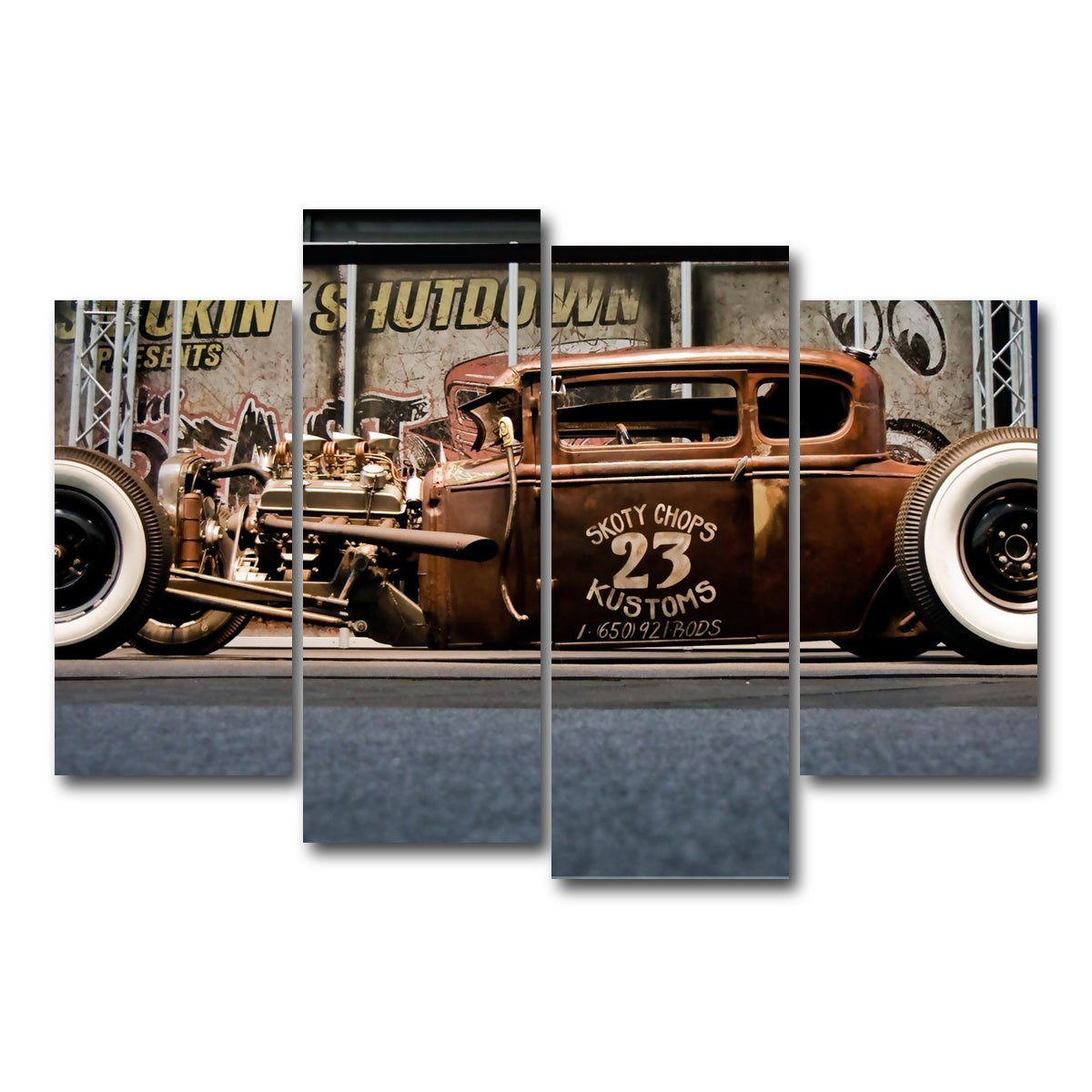 AUTO-MOCKUP WHITE | rat rod | 4 Piece | Gallery Wrap Canvas | group=4_short