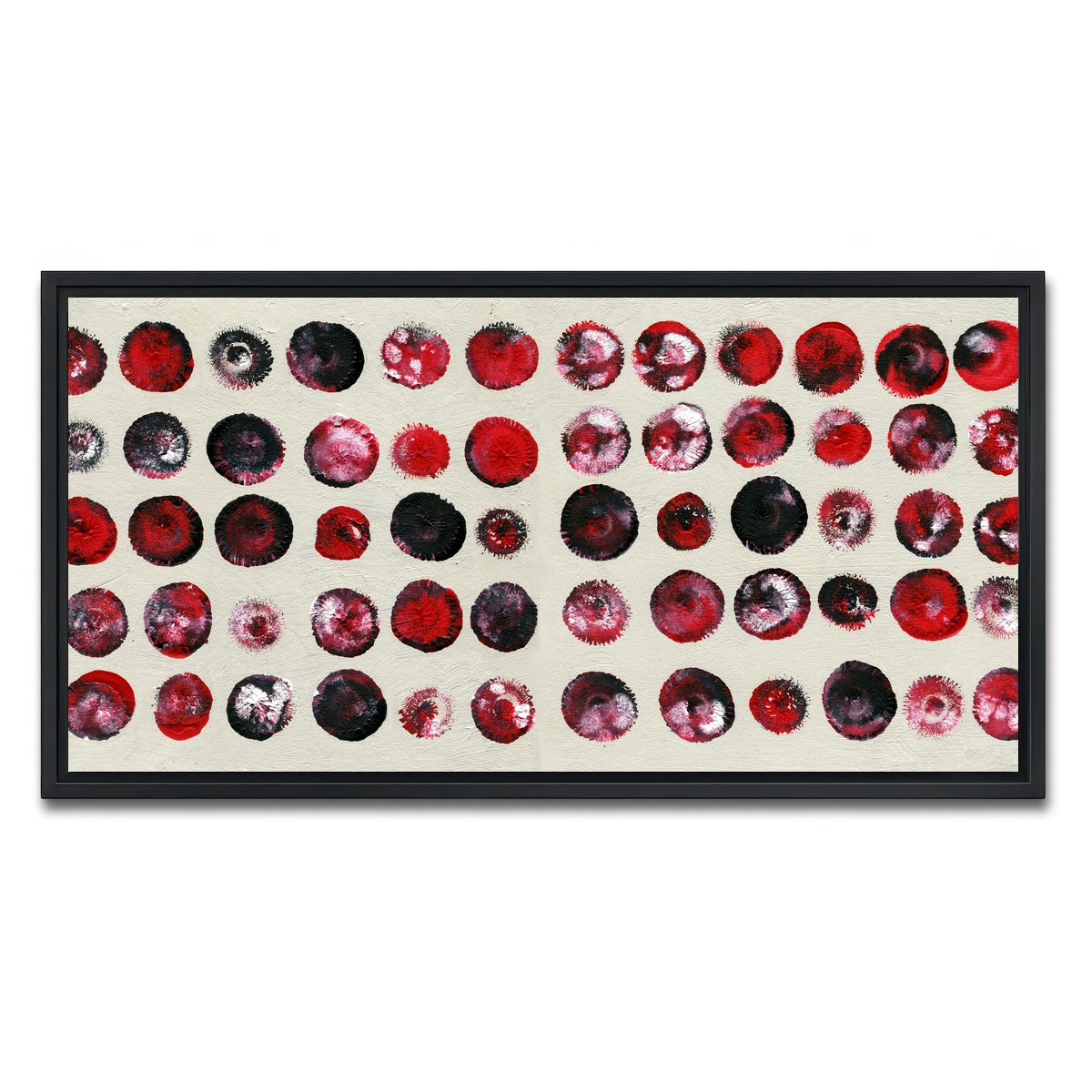 AUTO-MOCKUP WHITE | red circles | 1 Piece | Black Framed Canvas | group=2x1