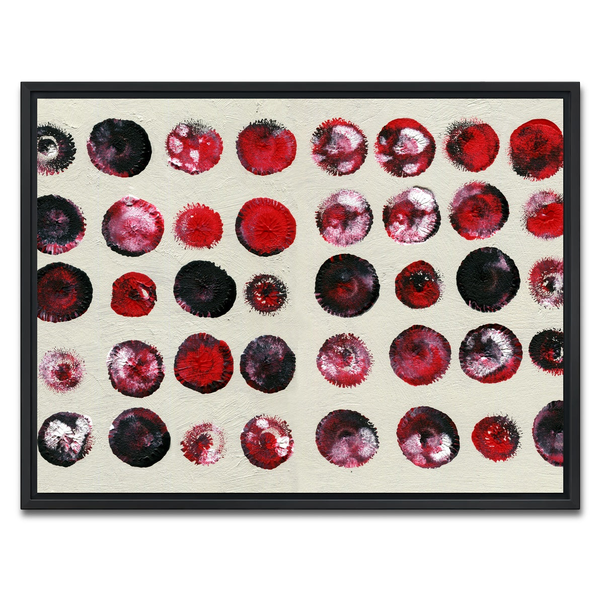 AUTO-MOCKUP WHITE | red circles | 1 Piece | Black Framed Canvas | group=4x3