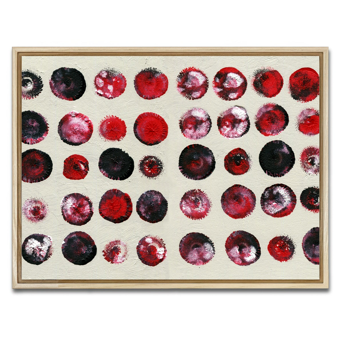 AUTO-MOCKUP WHITE | red circles | 1 Piece | Natural Framed Canvas | group=4x3