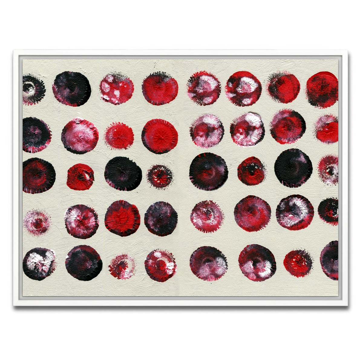 AUTO-MOCKUP WHITE | red circles | 1 Piece | White Framed Canvas | group=4x3
