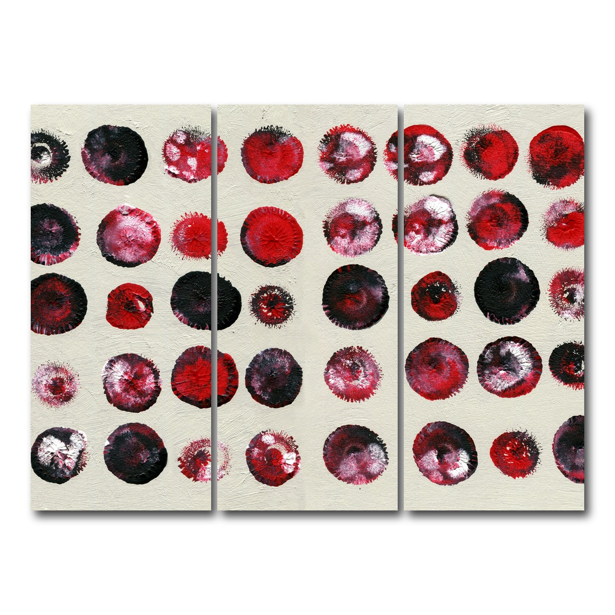 AUTO-MOCKUP WHITE | red circles | 3 Piece | Gallery Wrap Canvas | group=8x18