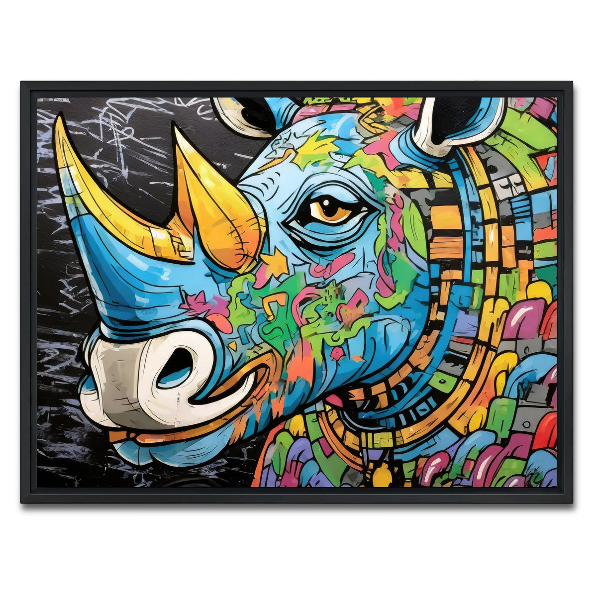 AUTO-MOCKUP WHITE | rhino graffiti | 1 Piece | Black Framed Canvas | group=4x3