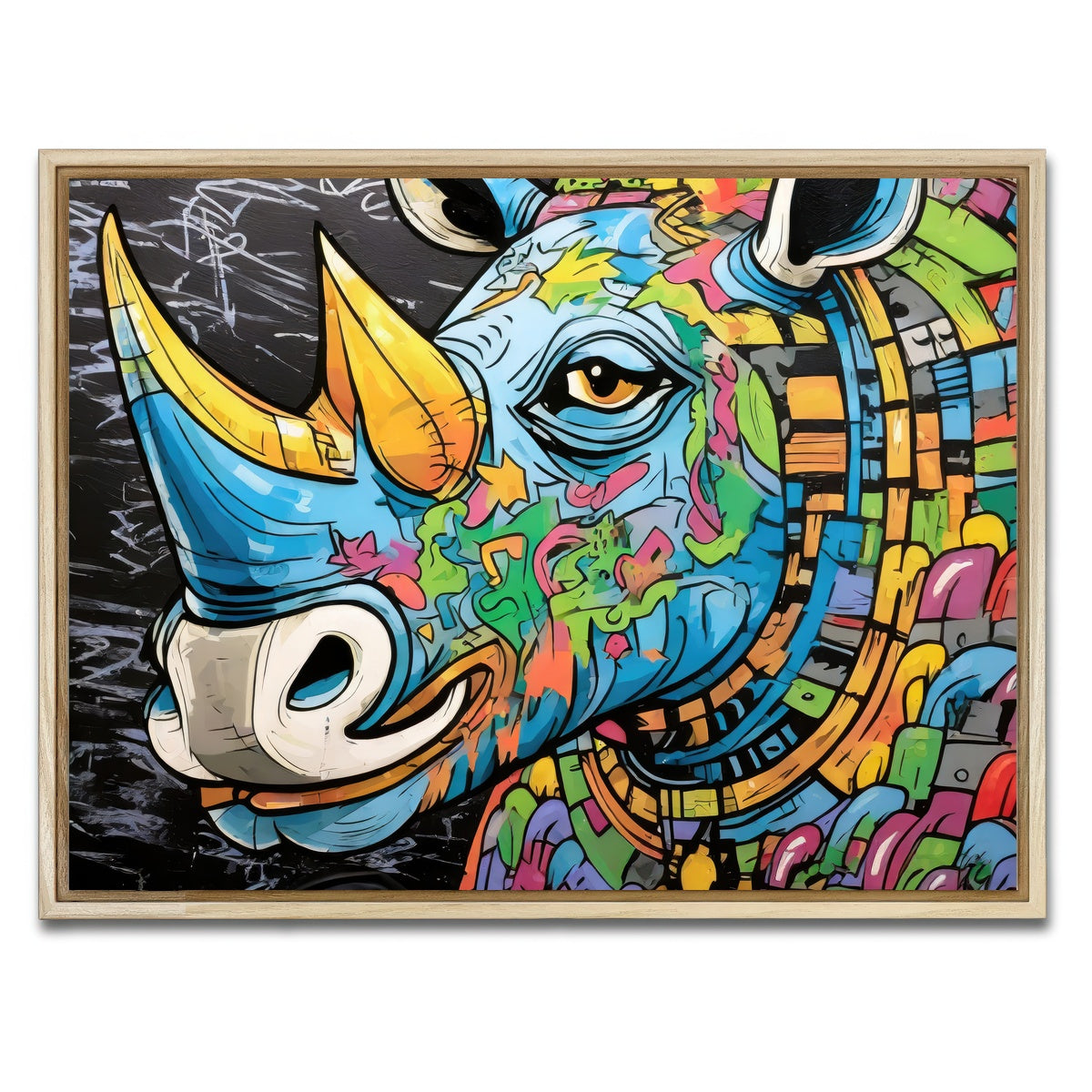 AUTO-MOCKUP WHITE | rhino graffiti | 1 Piece | Natural Framed Canvas | group=4x3
