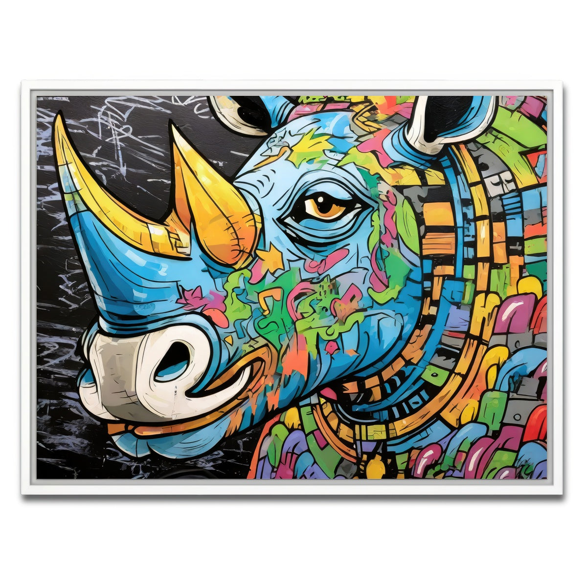 AUTO-MOCKUP WHITE | rhino graffiti | 1 Piece | White Framed Canvas | group=4x3