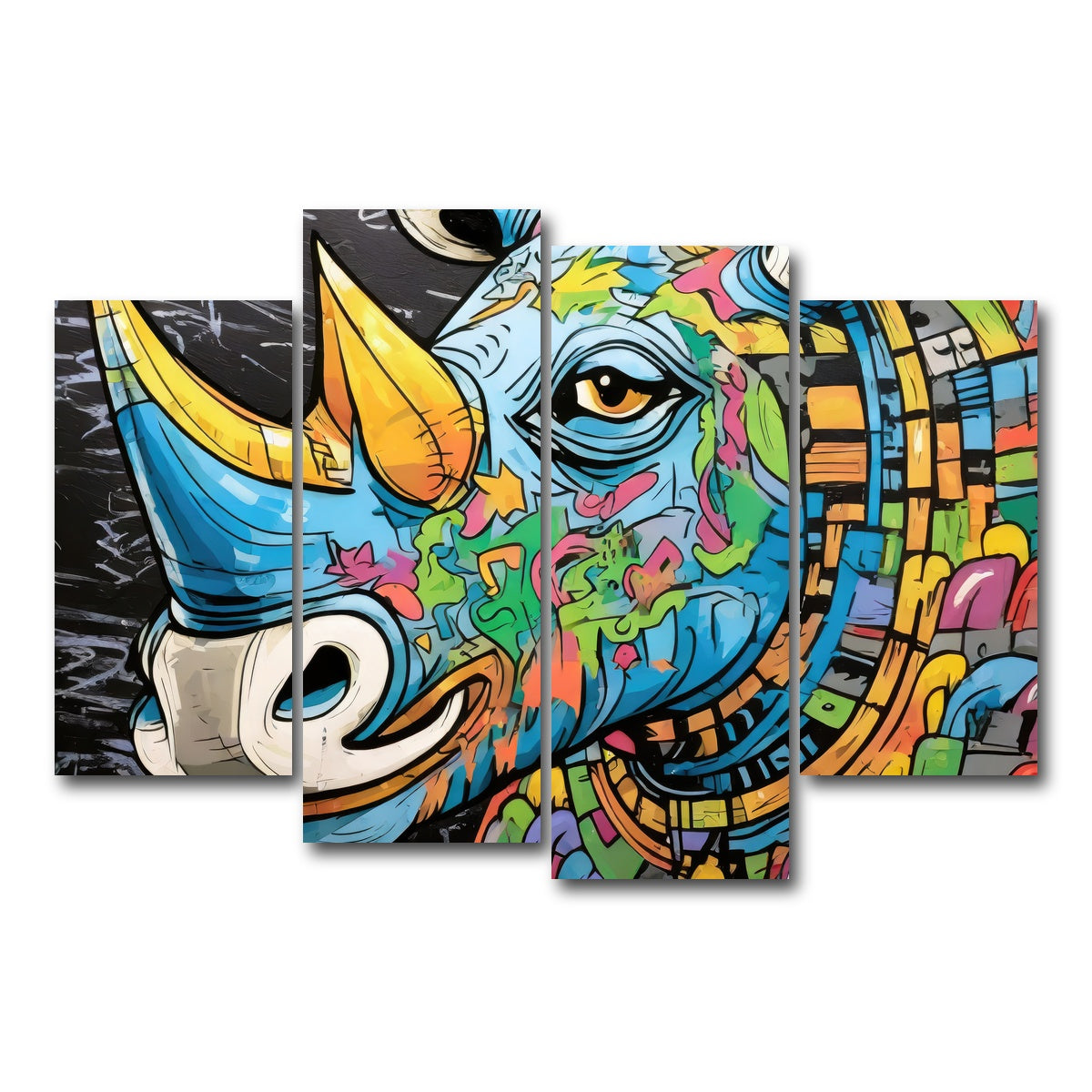 AUTO-MOCKUP WHITE | rhino graffiti | 4 Piece | Gallery Wrap Canvas | group=4_short