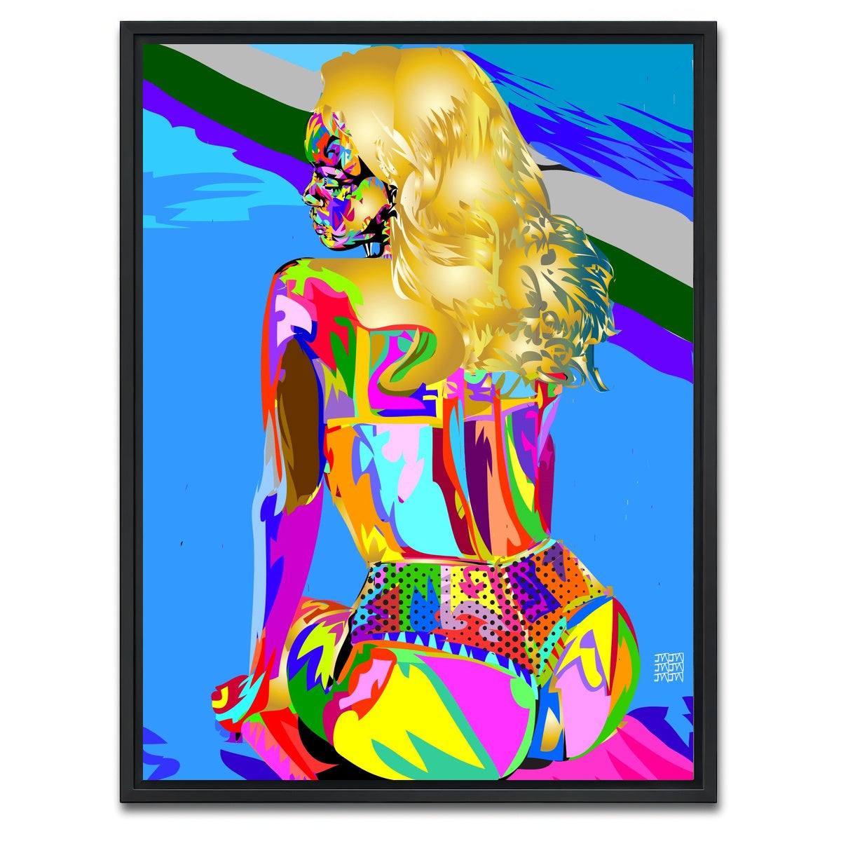 AUTO-MOCKUP WHITE | rihanna techno drome ass | 1 Piece | Black Framed Canvas | group=3x4