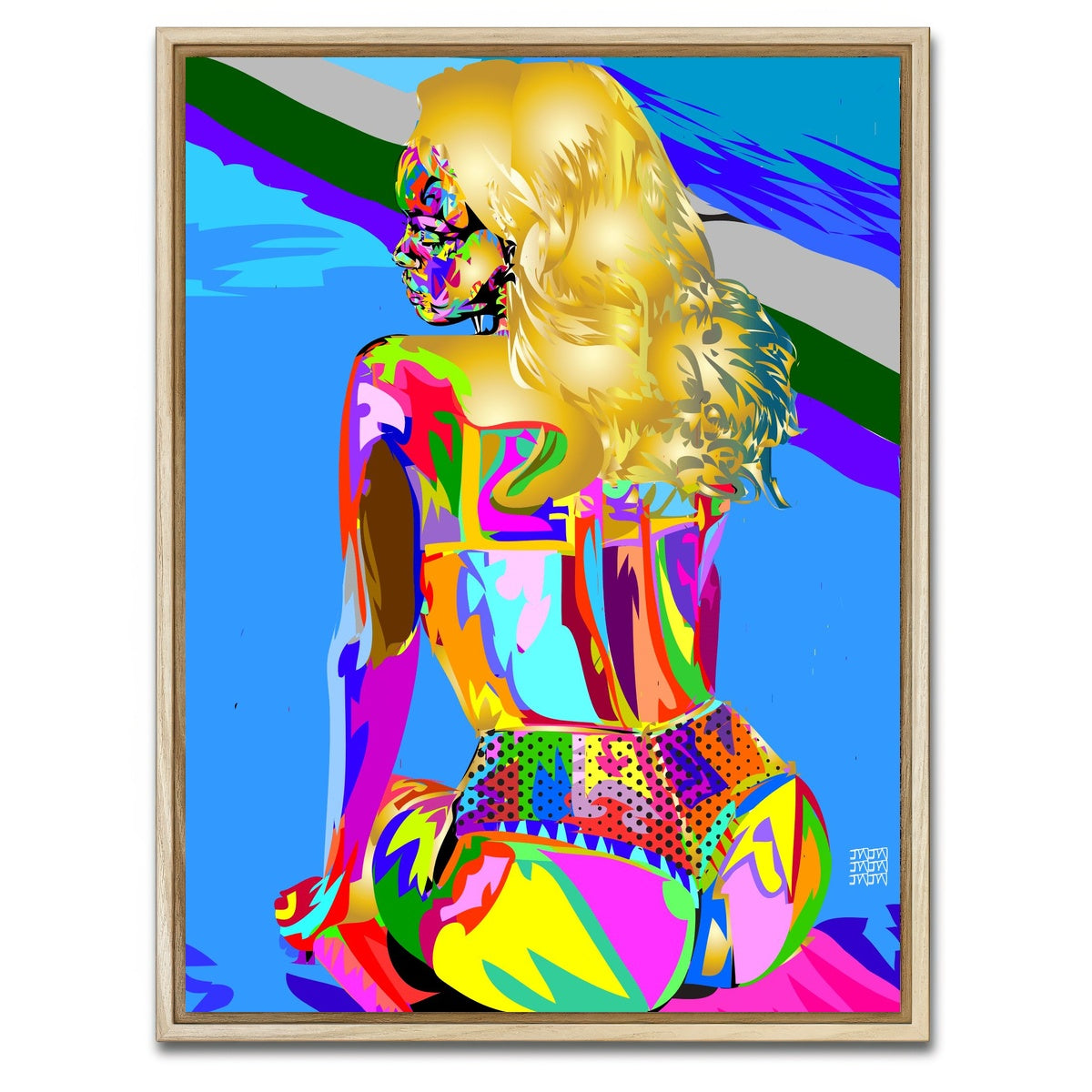 AUTO-MOCKUP WHITE | rihanna techno drome ass | 1 Piece | Natural Framed Canvas | group=3x4