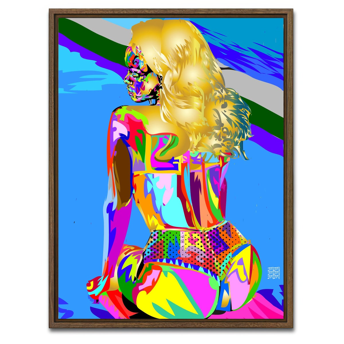 AUTO-MOCKUP WHITE | rihanna techno drome ass | 1 Piece | Walnut Framed Canvas | group=3x4