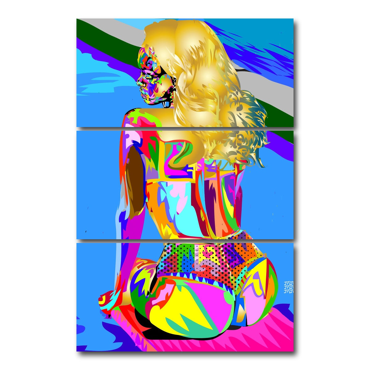 AUTO-MOCKUP WHITE | rihanna techno drome ass | 3 Piece | Gallery Wrap Canvas | group=12x24_stacked