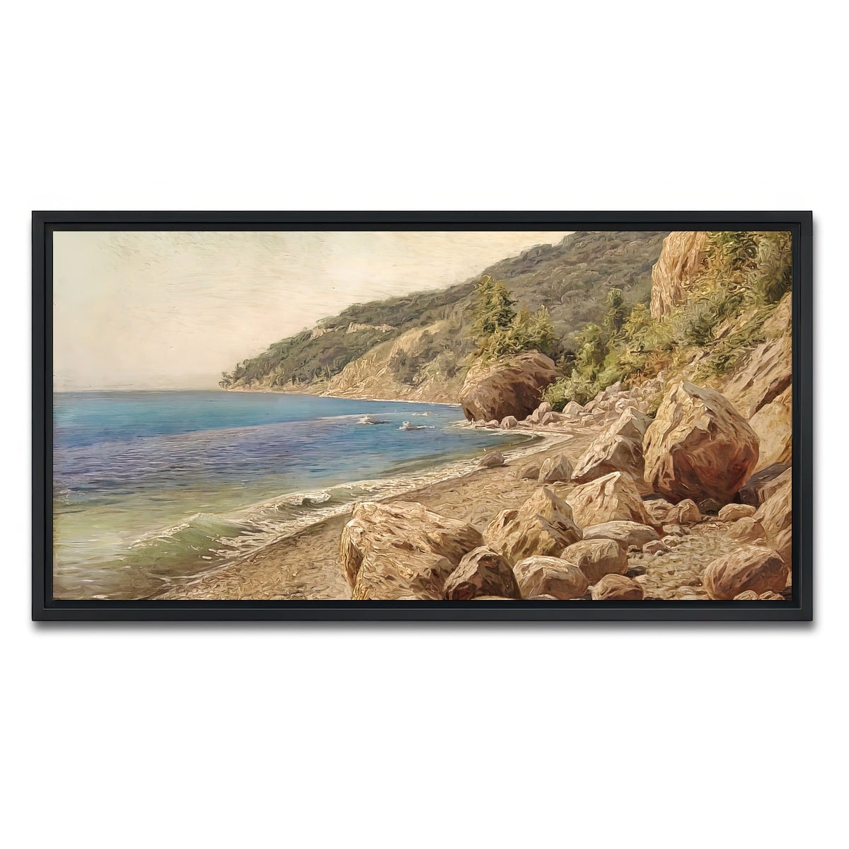 AUTO-MOCKUP WHITE | sandstone beach | 1 Piece | Black Framed Canvas | group=2x1