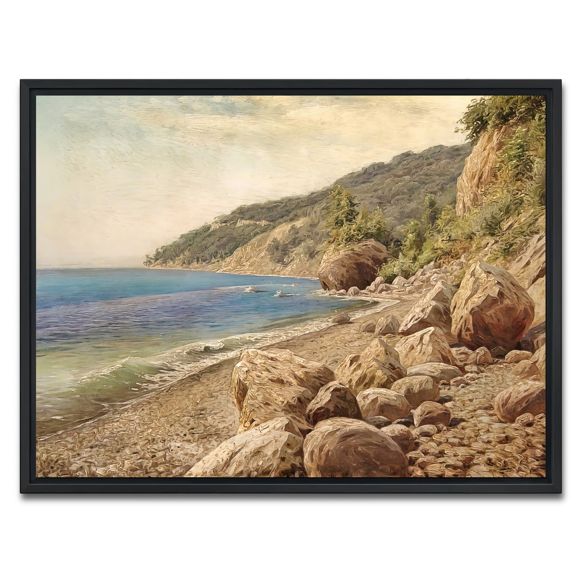 AUTO-MOCKUP WHITE | sandstone beach | 1 Piece | Black Framed Canvas | group=4x3