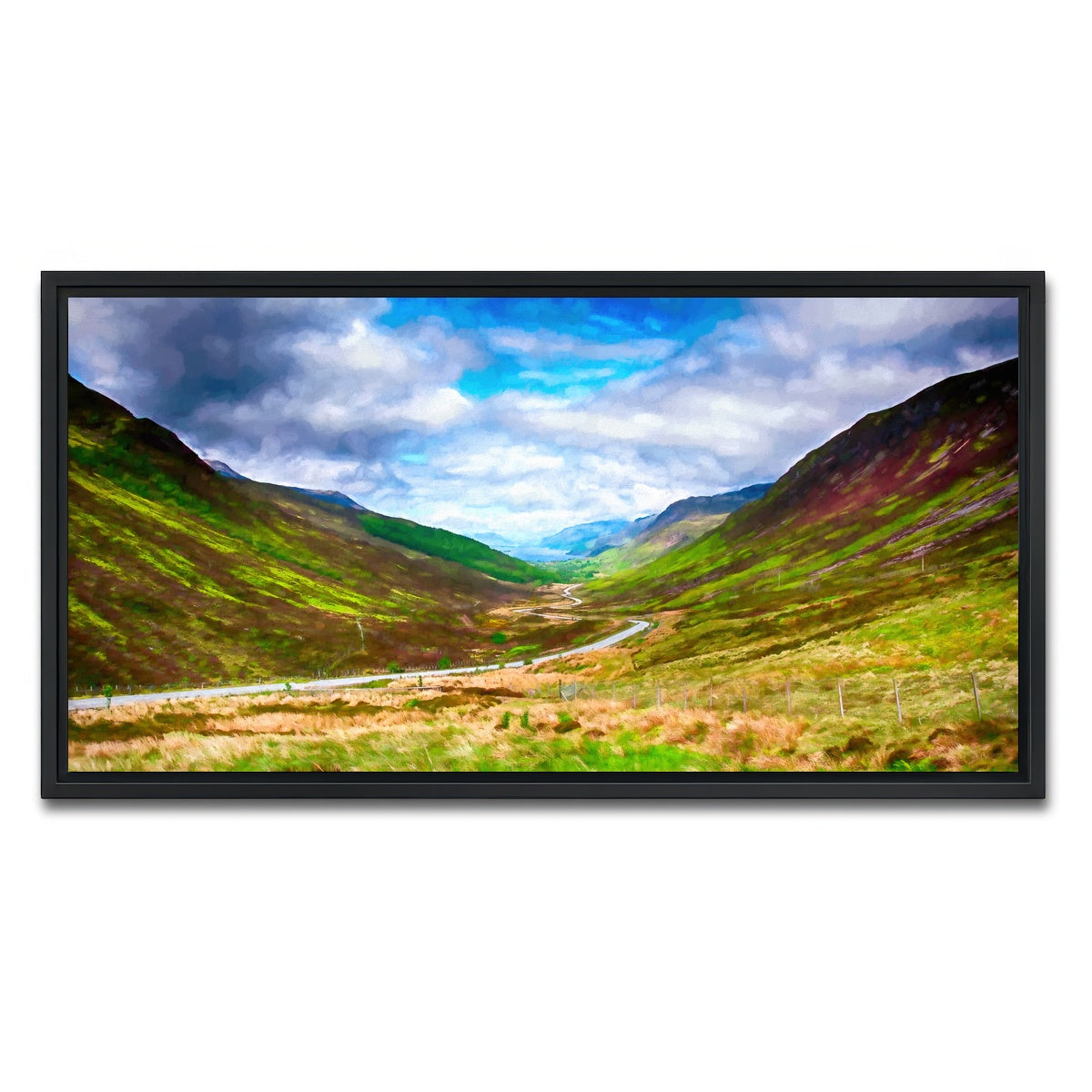 AUTO-MOCKUP WHITE | scottish highlands | 1 Piece | Black Framed Canvas | group=2x1