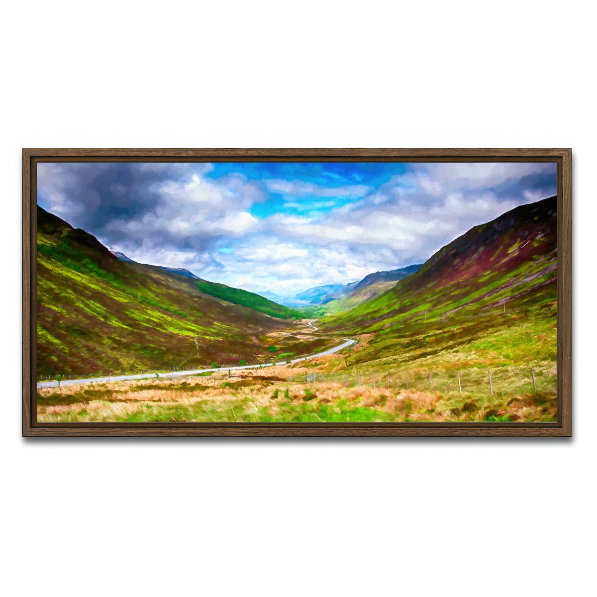 AUTO-MOCKUP WHITE | scottish highlands | 1 Piece | Walnut Framed Canvas | group=2x1