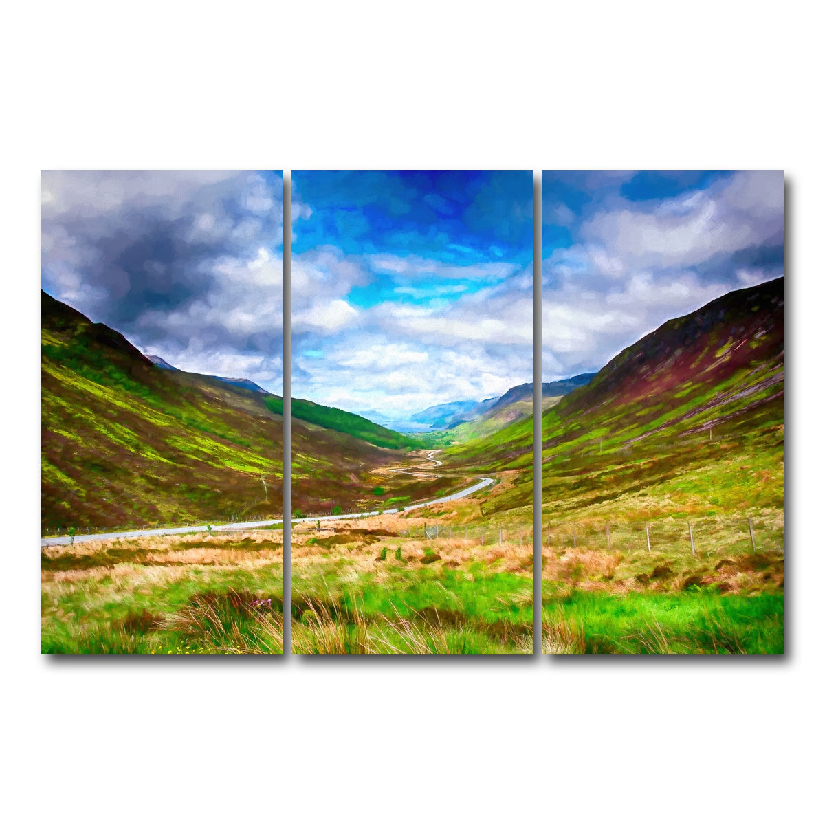 AUTO-MOCKUP WHITE | scottish highlands | 3 Piece | Gallery Wrap Canvas | group=12x24