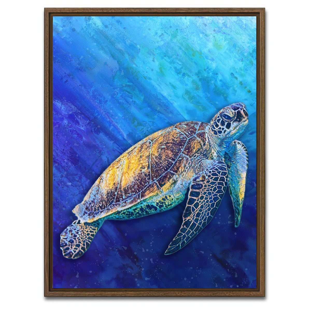 AUTO-MOCKUP WHITE | sea turtle | 1 Piece | Walnut Framed Canvas | group=3x4