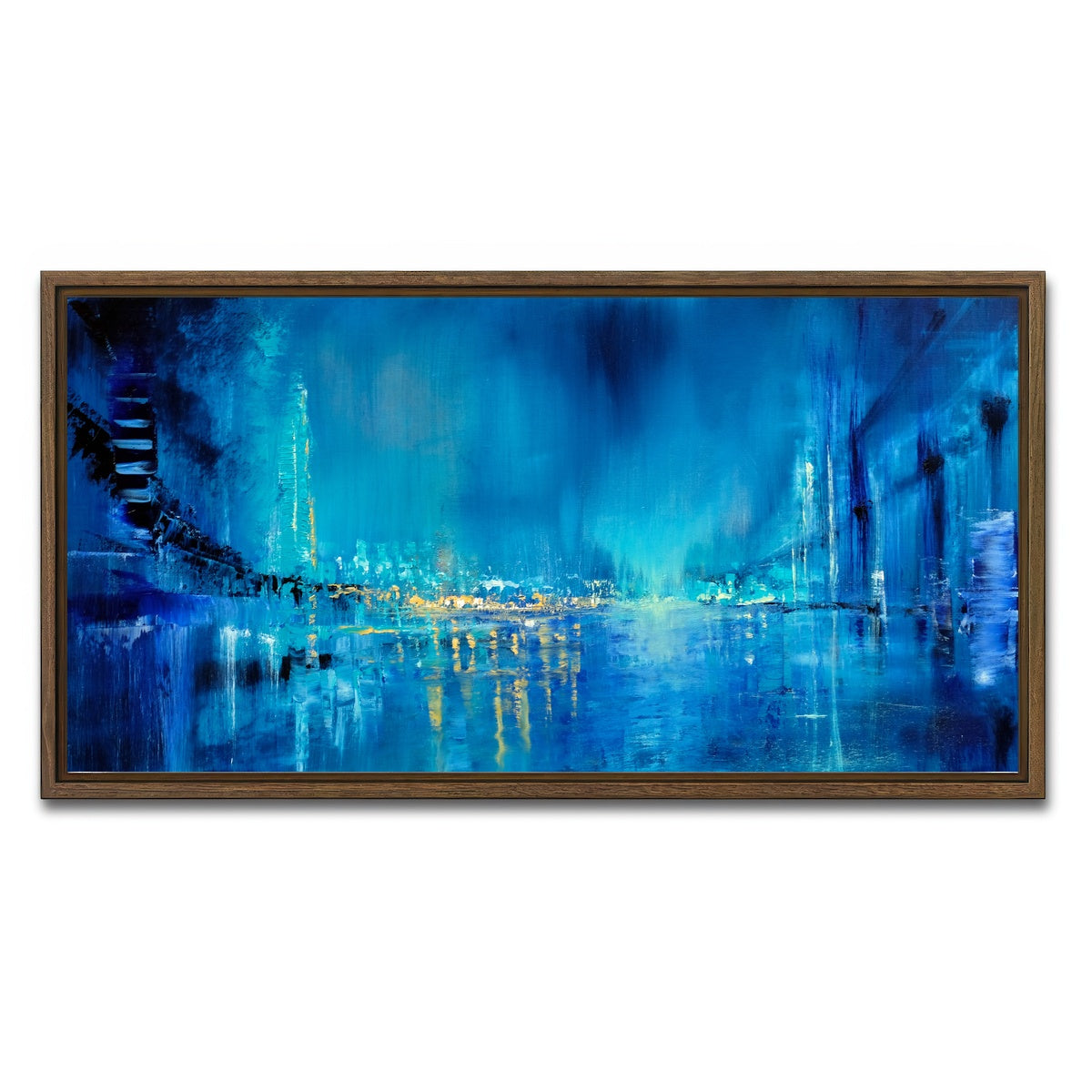 AUTO-MOCKUP WHITE | seagulls over the bridges | 1 Piece | Walnut Framed Canvas | group=2x1