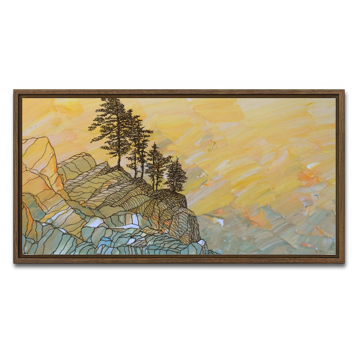 AUTO-MOCKUP WHITE | serene joy | 1 Piece | Walnut Framed Canvas | group=2x1