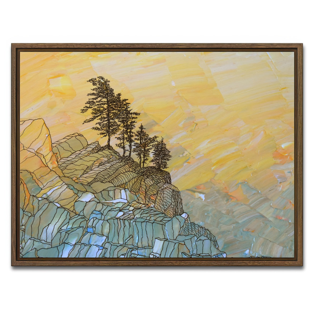 AUTO-MOCKUP WHITE | serene joy | 1 Piece | Walnut Framed Canvas | group=4x3