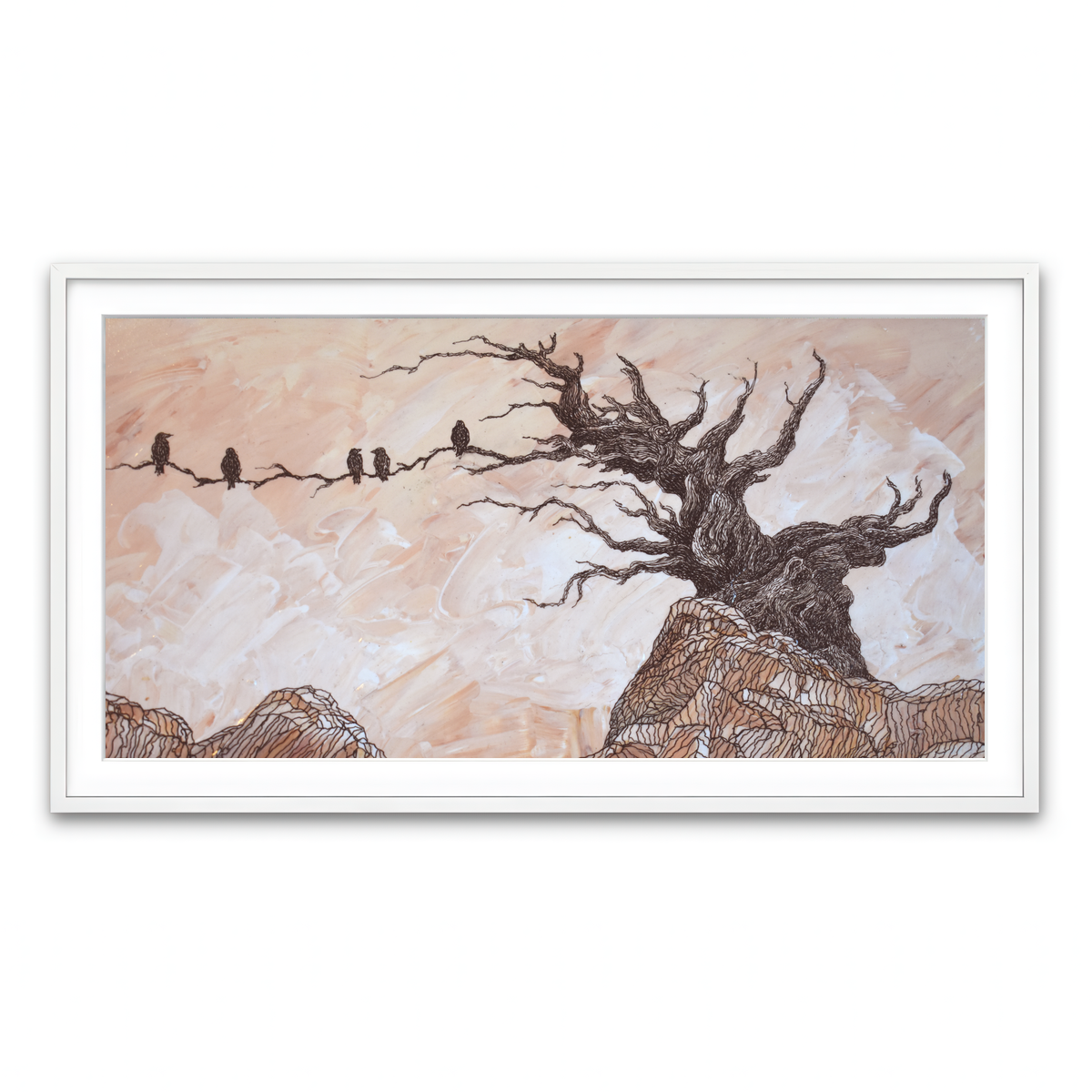 Framed Print 2x1 White