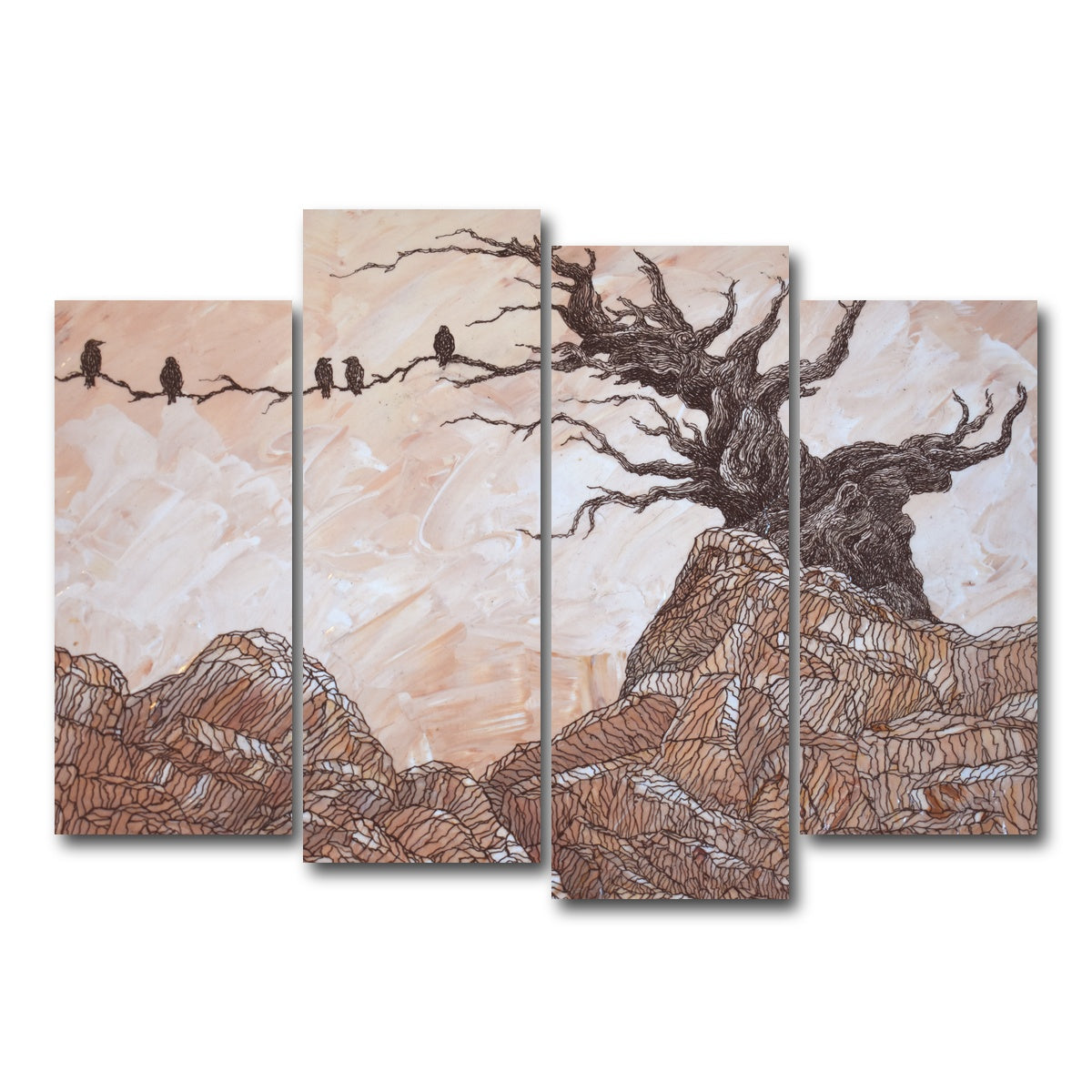 AUTO-MOCKUP WHITE | silence of the ravens | 4 Piece | Gallery Wrap Canvas | group=4_normal