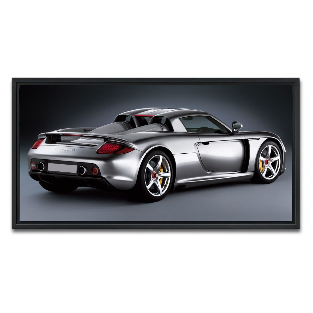 AUTO-MOCKUP WHITE | silver Porsche carrera gt | 1 Piece | Black Framed Canvas | group=2x1