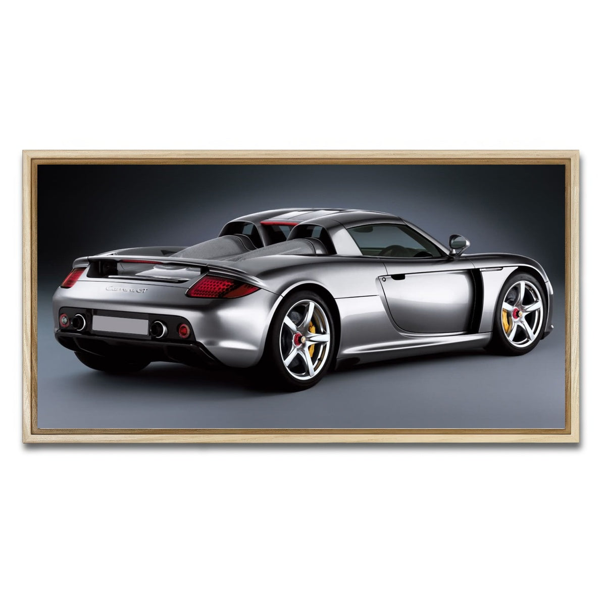 AUTO-MOCKUP WHITE | silver Porsche carrera gt | 1 Piece | Natural Framed Canvas | group=2x1