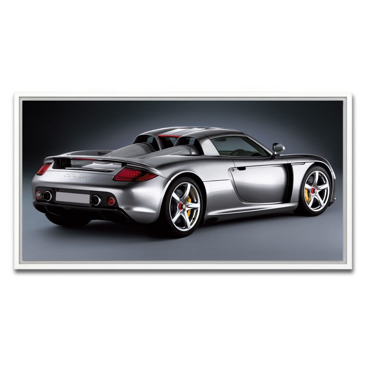 AUTO-MOCKUP WHITE | silver Porsche carrera gt | 1 Piece | White Framed Canvas | group=2x1