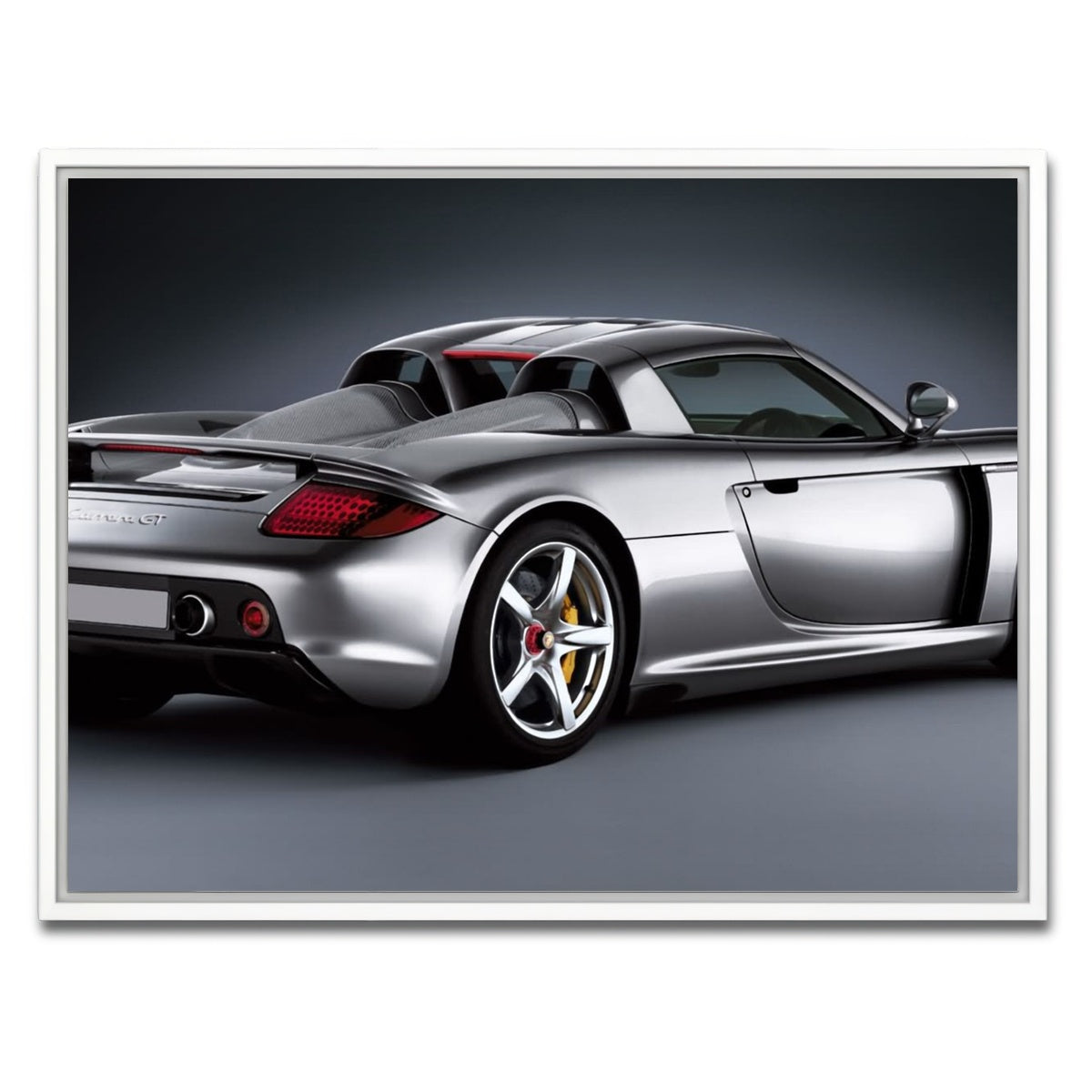 AUTO-MOCKUP WHITE | silver Porsche carrera gt | 1 Piece | White Framed Canvas | group=4x3