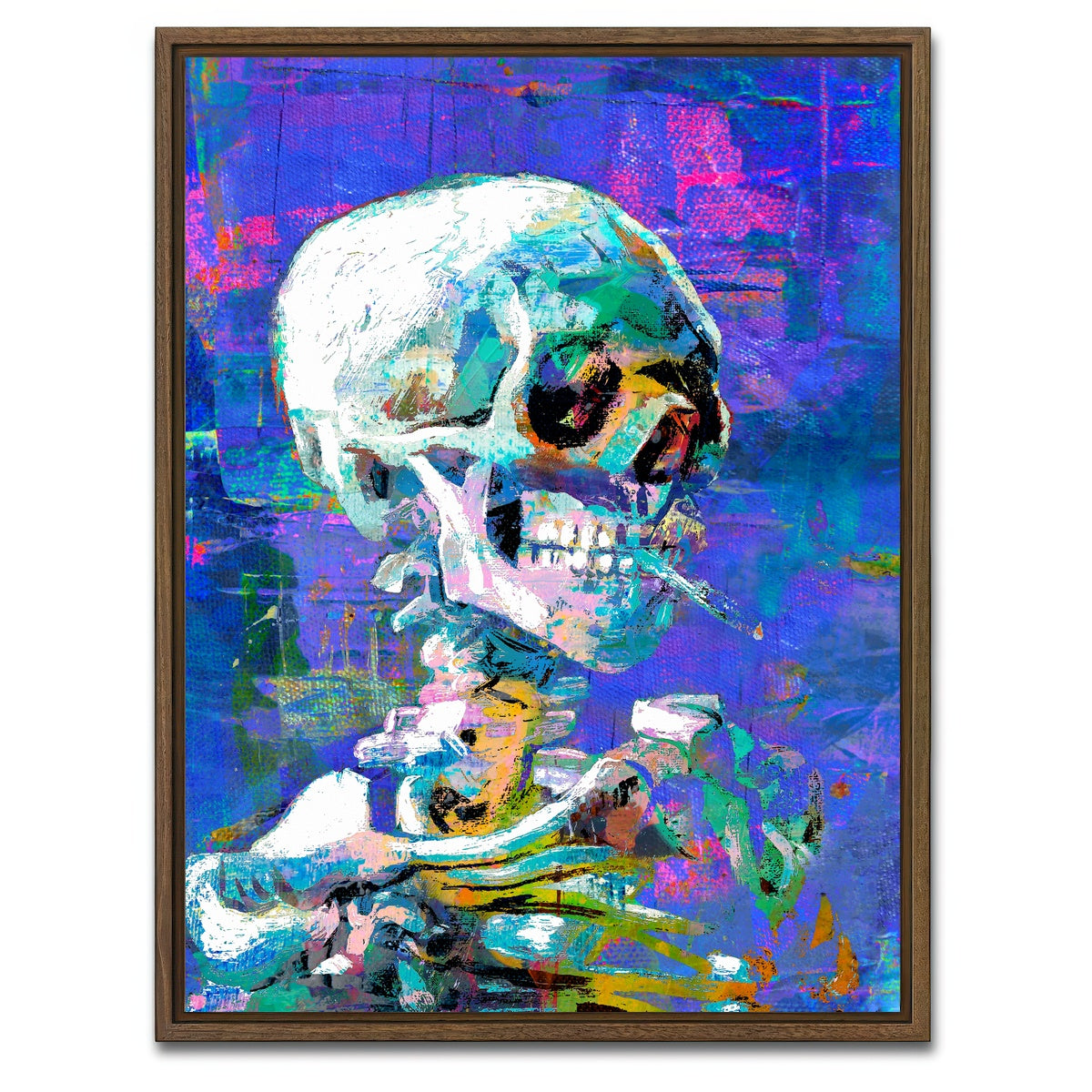 AUTO-MOCKUP WHITE | skull 2 | 1 Piece | Walnut Framed Canvas | group=3x4