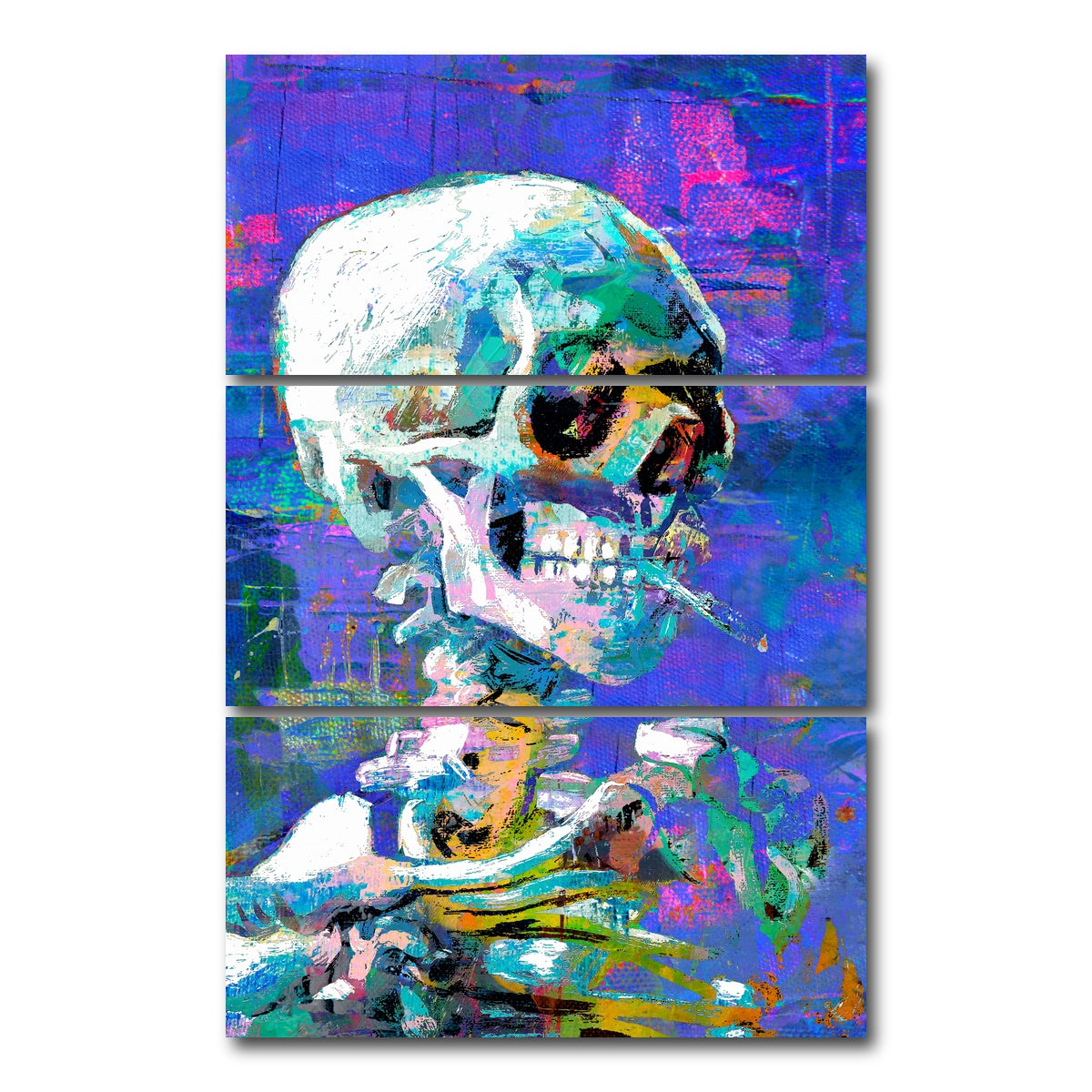 AUTO-MOCKUP WHITE | skull 2 | 3 Piece | Gallery Wrap Canvas | group=12x24_stacked