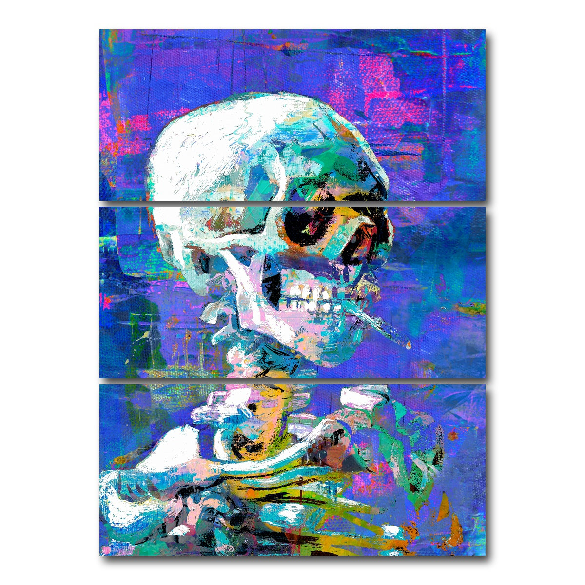 AUTO-MOCKUP WHITE | skull 2 | 3 Piece | Gallery Wrap Canvas | group=8x18_stacked