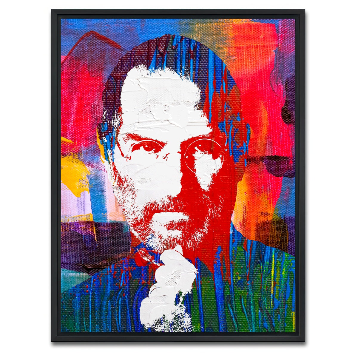 AUTO-MOCKUP WHITE | steve jobs 2 | 1 Piece | Black Framed Canvas | group=3x4