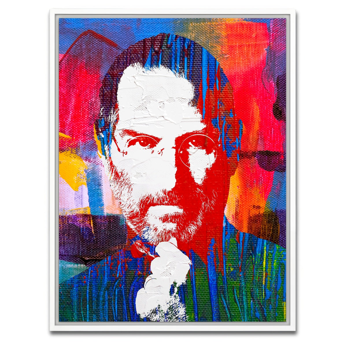 AUTO-MOCKUP WHITE | steve jobs 2 | 1 Piece | White Framed Canvas | group=3x4
