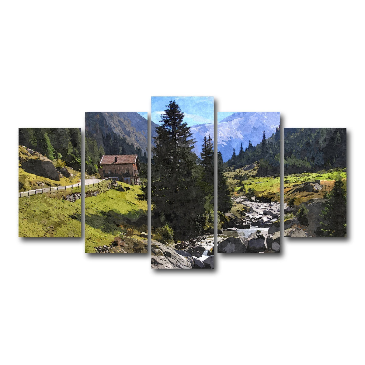 AUTO-MOCKUP WHITE | streamside mountain | 5 Piece | Gallery Wrap Canvas | group=5_normal