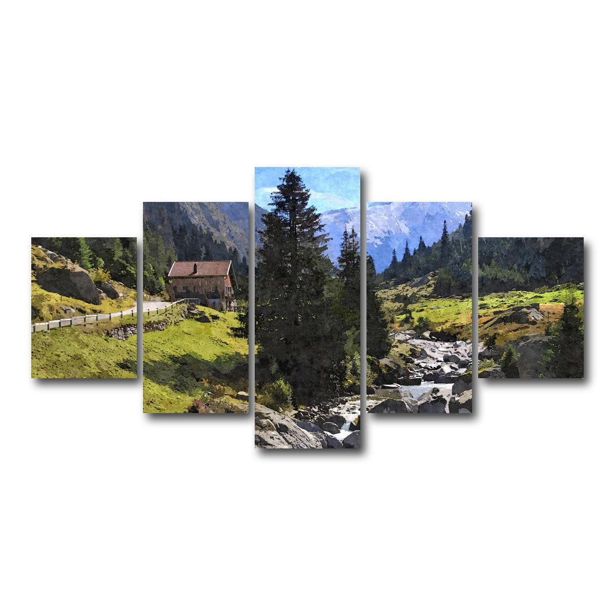 AUTO-MOCKUP WHITE | streamside mountain | 5 Piece | Gallery Wrap Canvas | group=5_short