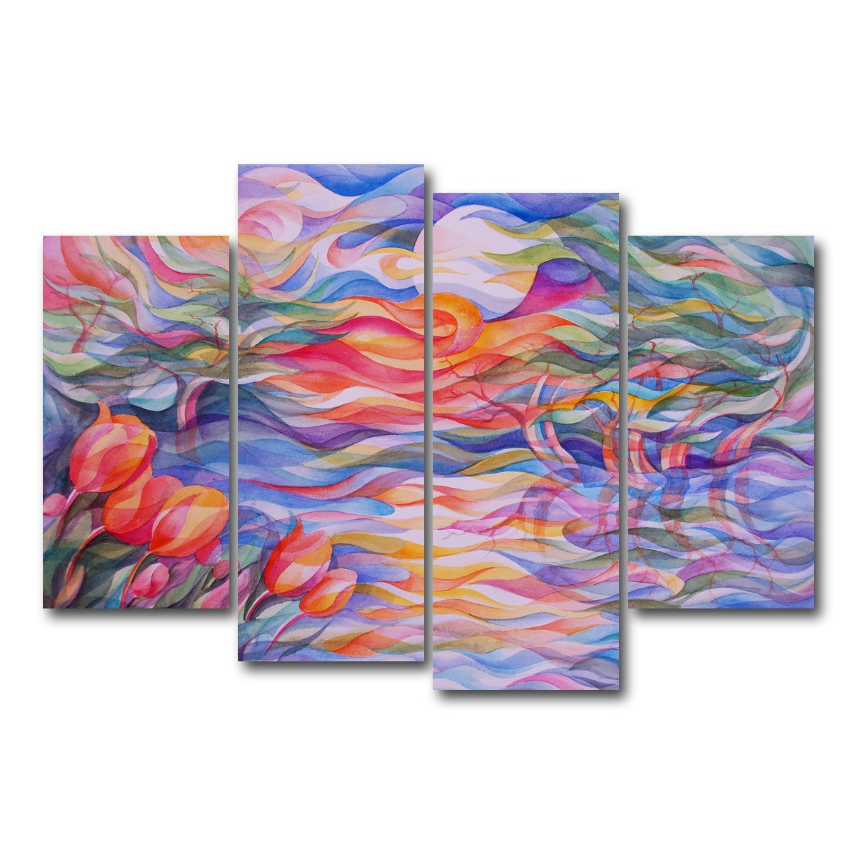 AUTO-MOCKUP WHITE | sunset tulips | 4 Piece | Gallery Wrap Canvas | group=4_short