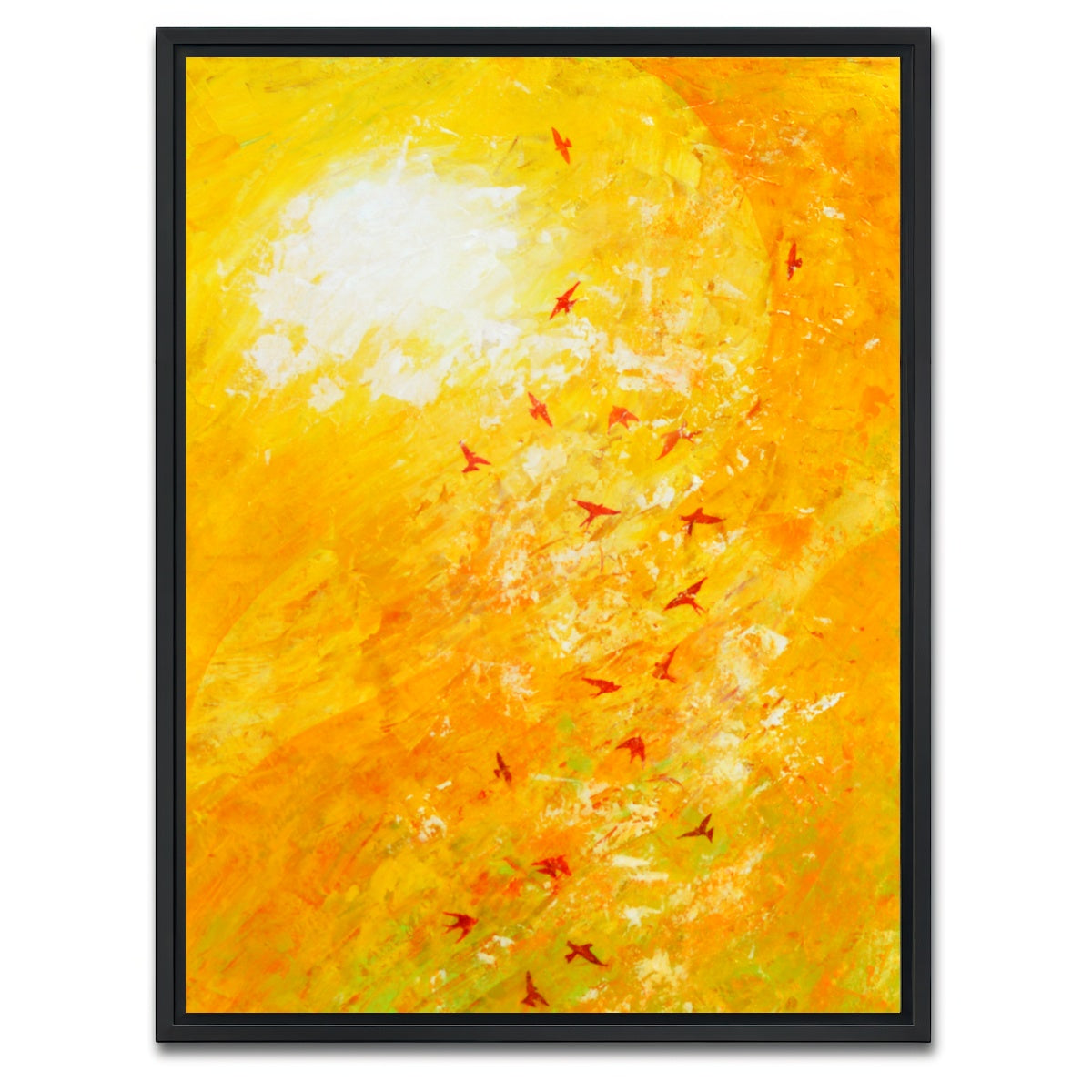 AUTO-MOCKUP WHITE | swallows against yellow | 1 Piece | Black Framed Canvas | group=3x4