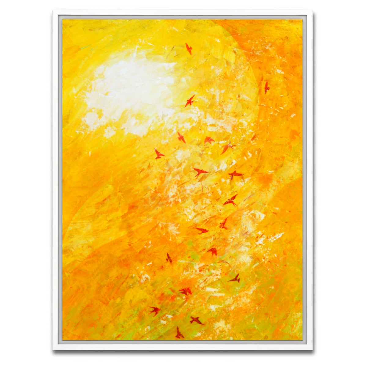 AUTO-MOCKUP WHITE | swallows against yellow | 1 Piece | White Framed Canvas | group=3x4