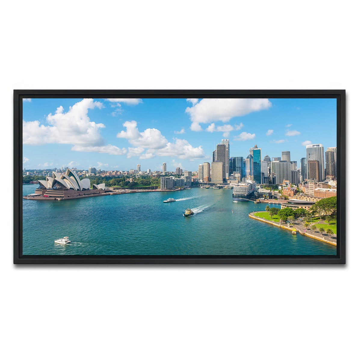 AUTO-MOCKUP WHITE | sydney skyline | 1 Piece | Black Framed Canvas | group=2x1