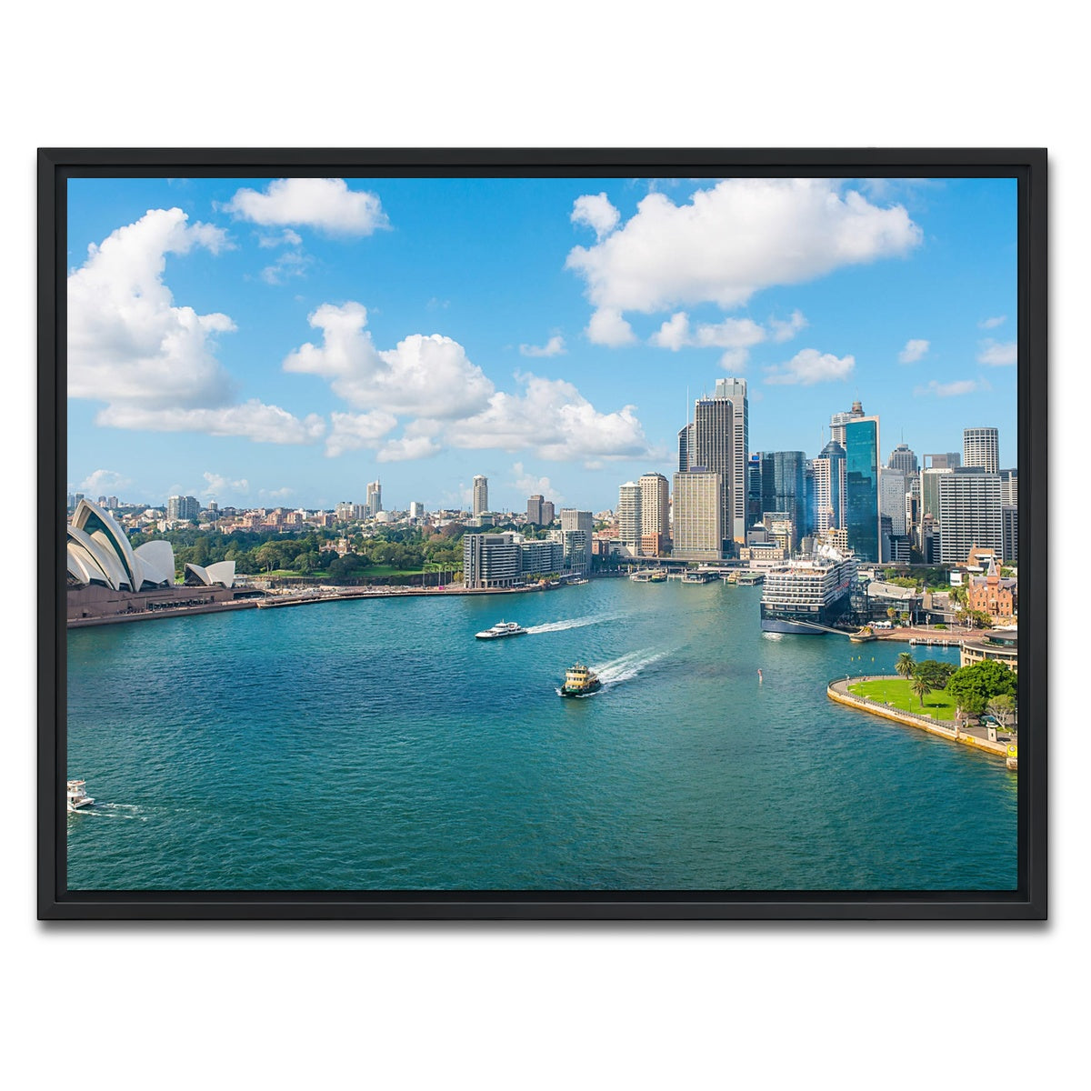 AUTO-MOCKUP WHITE | sydney skyline | 1 Piece | Black Framed Canvas | group=4x3